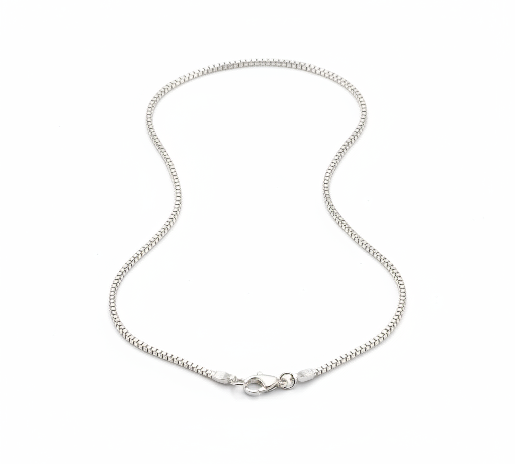 Slim Box Silver Anklet in 925 Sterling Silver | Minimal Square Link Anklet (9 Inch)(14g)