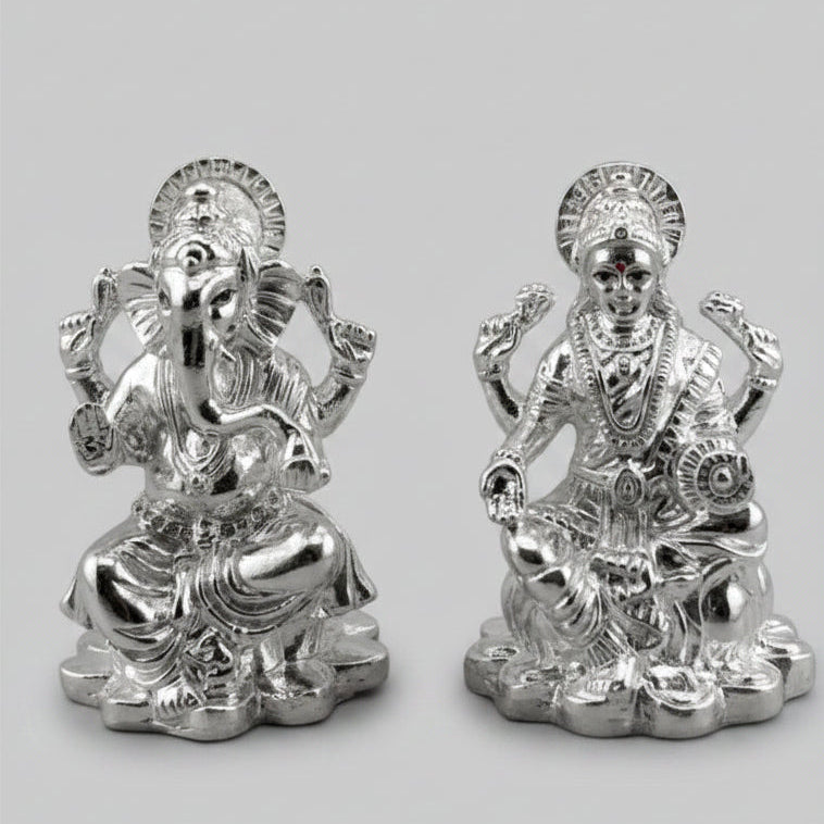 Solid Silver Ganesh Lakshmi Idol 150gm each