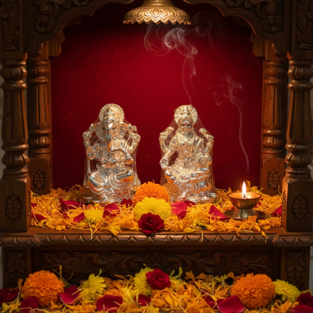 Solid Silver Ganesh Lakshmi Idol 150gm each