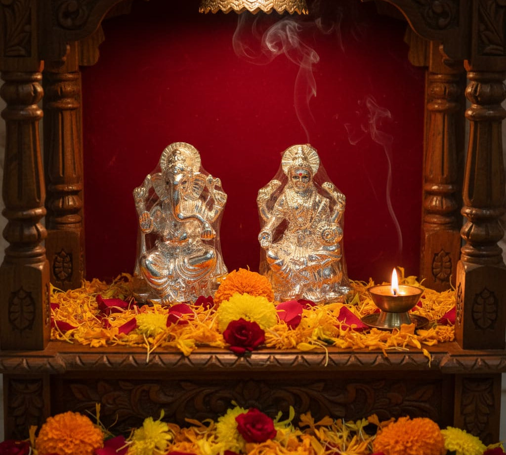 Solid Silver Ganesh Lakshmi Idol 150gm each