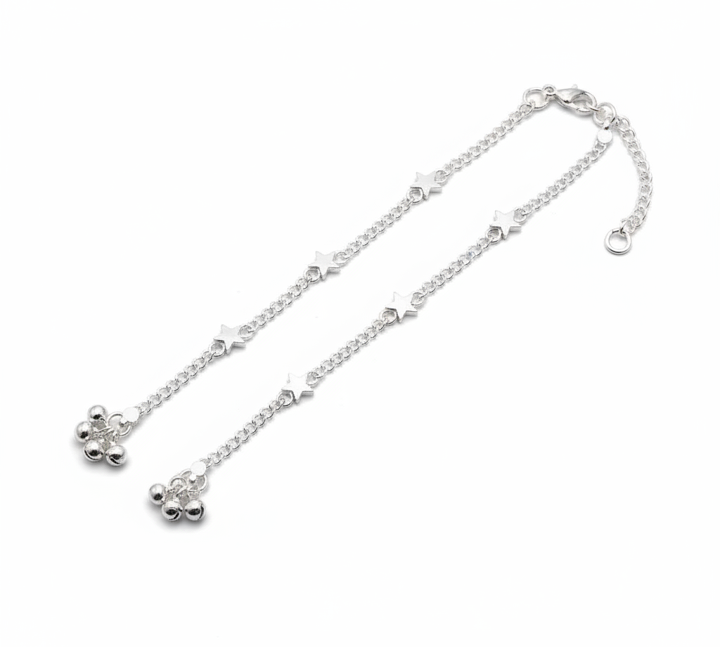 Star Charm Chain Anklet – 925 Sterling Silver – Adjustable-30g