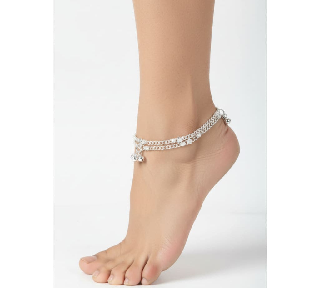Star Charm Chain Anklet – 925 Sterling Silver – Adjustable – 30g