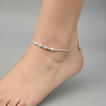 Station Bead Snake Chain Silver Anklet – 99.9% Pure Silver – Weight:20g
