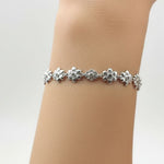 Sterling Silver (92.5% purity) Floral CZ Link Bracelet