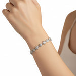 Sterling Silver (92.5% purity) Floral CZ Link Bracelet