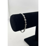 Sterling Silver (92.5% purity) Floral CZ Link Bracelet
