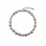 Sterling Silver (92.5% purity) Floral CZ Link Bracelet