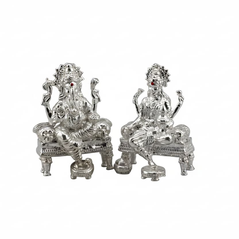 Sterling Silver (92.5% purity) Ganesh Lakshmi Idol 21gm–