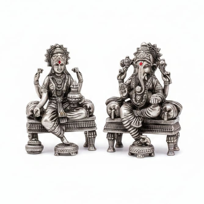 Sterling Silver (92.5% purity)Ganesh Lakshmi Idol 50gm –