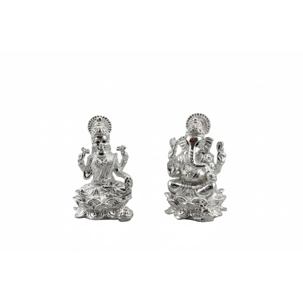 sterling Silver (92.5% purity) Ganesh Lakshmi Idol Set