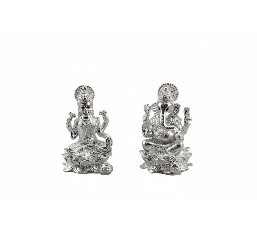 sterling Silver (92.5% purity) Ganesh Lakshmi Idol Set