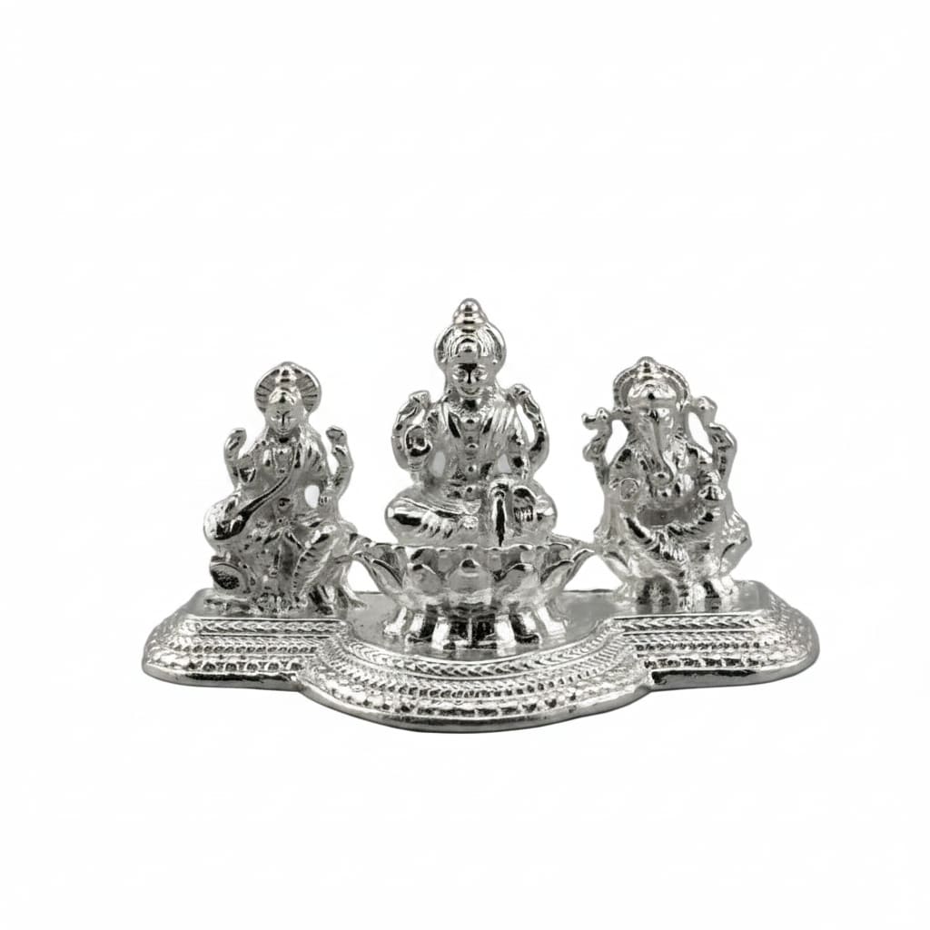 Sterling Silver (92.5% purity) Laxmi Ganesh Saraswati Idol