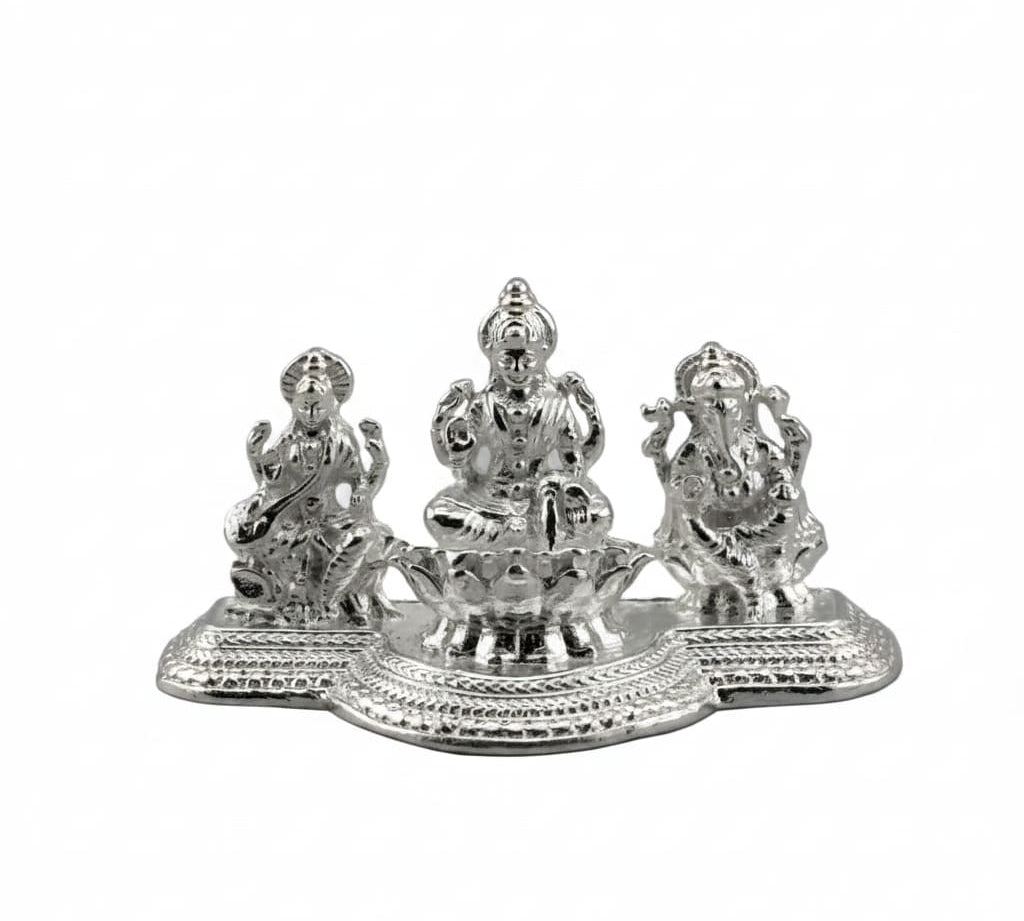 Sterling Silver (92.5% purity) Laxmi Ganesh Saraswati Idol