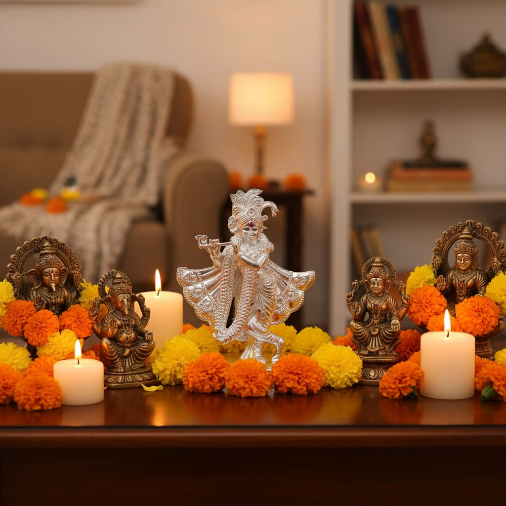 Sterling Silver (92.5% purity) Lord Krishna Idol 32gm –