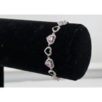 Sterling Silver (92.5% purity) Pink Heart CZ Bracelet
