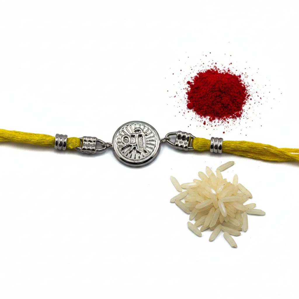Sterling Silver (92.5% purity) Rakhi Shri / rakhi for bhai