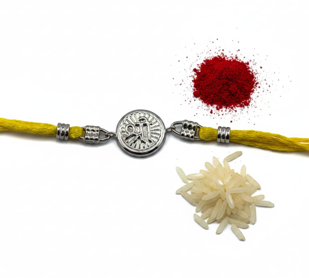 Sterling Silver (92.5% purity) Rakhi Shri / rakhi for bhai