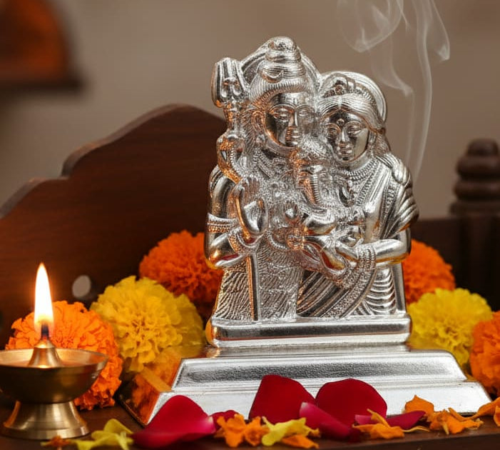 Sterling Silver (92.5% purity) Shiva Family Idol 10gm –