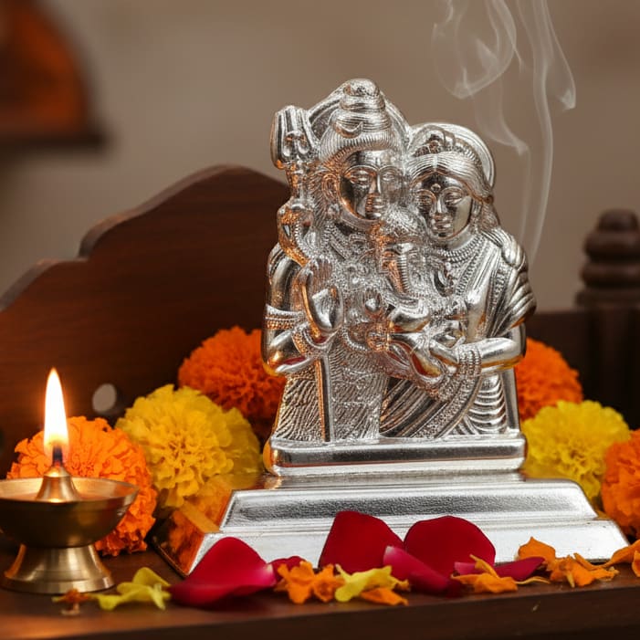 Sterling Silver (92.5% purity) Shiva Family Idol 10gm –