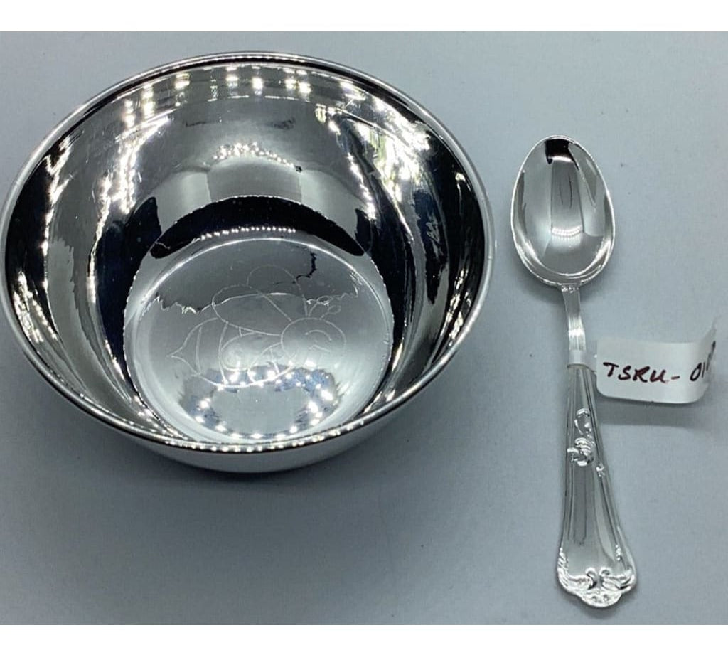 Sterling Silver 925 Honey Bee Bowl and spoon set ~8.5CM