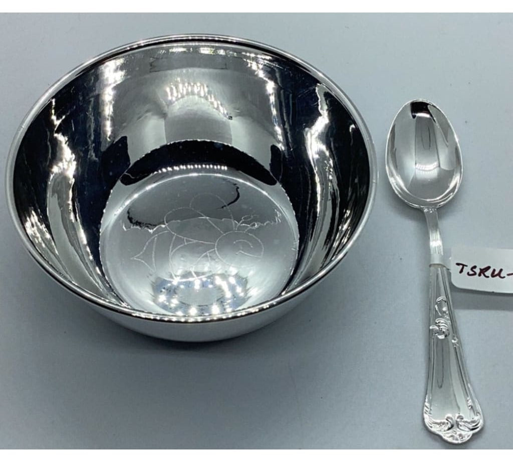 Sterling Silver 925 Honey Bee Bowl and spoon set ~8.5CM