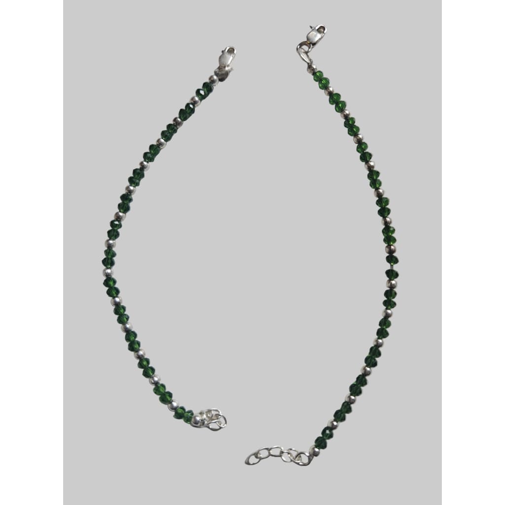 Sterling Silver Adjustable Green Bracelet for Kids (1 – 2 years old)