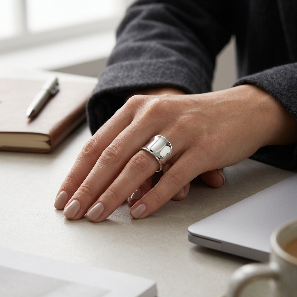 Sterling Silver Adjustable Wide Band Ring (7g) – view 2
