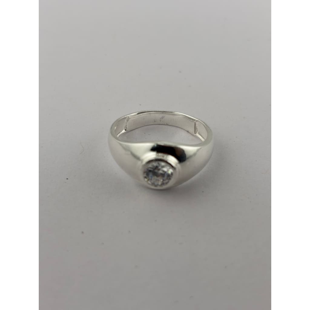 Sterling Silver Bezel Solitaire Ring – view 2