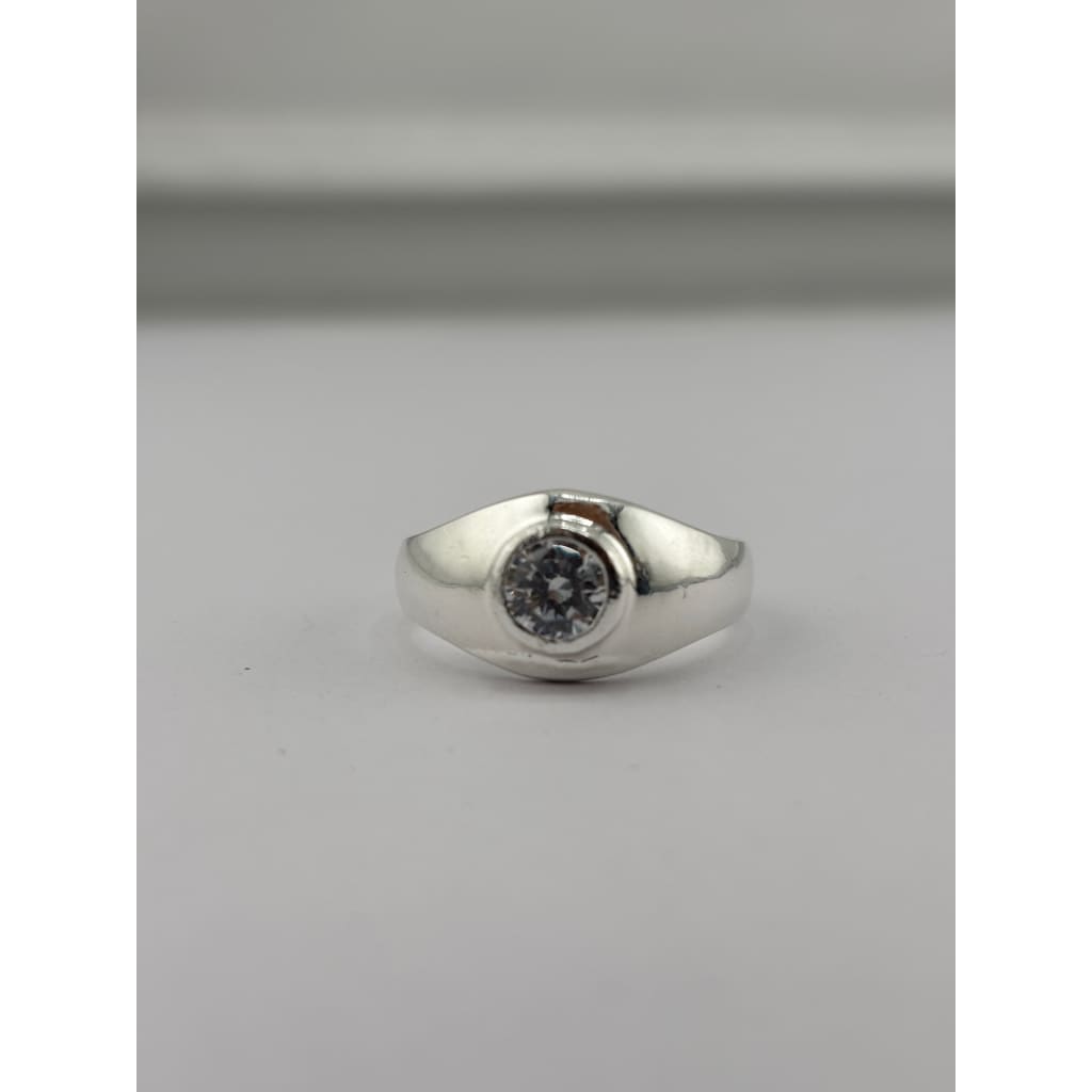 Sterling Silver Bezel Solitaire Ring