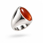 Sterling Silver Carnelian Signet Ring (15g) - Size O