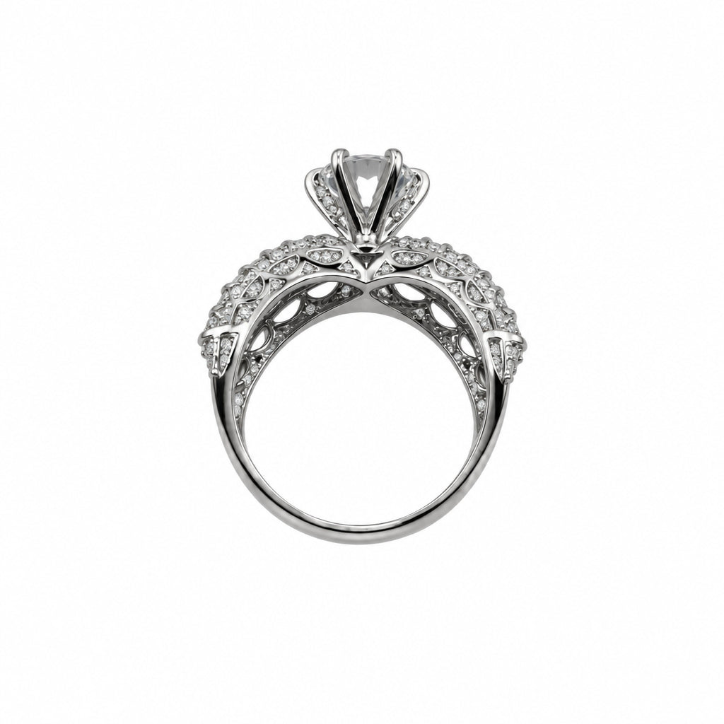 Sterling Silver Chevron Pave Ring (5.76g) - Size N – view 3