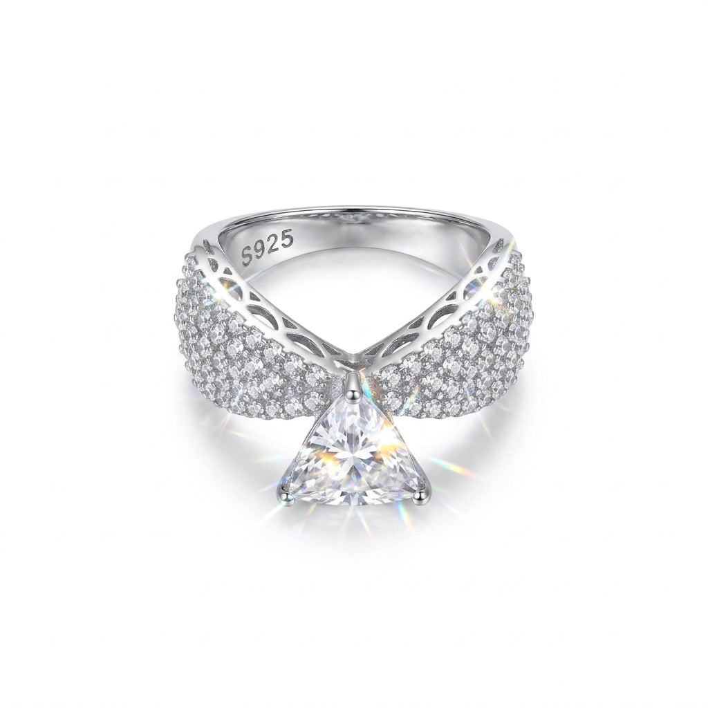Sterling Silver Chevron Pave Ring (5.76g) - Size N – view 5