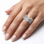 Sterling Silver Chevron Pave Ring (5.76g) - Size N – view 2