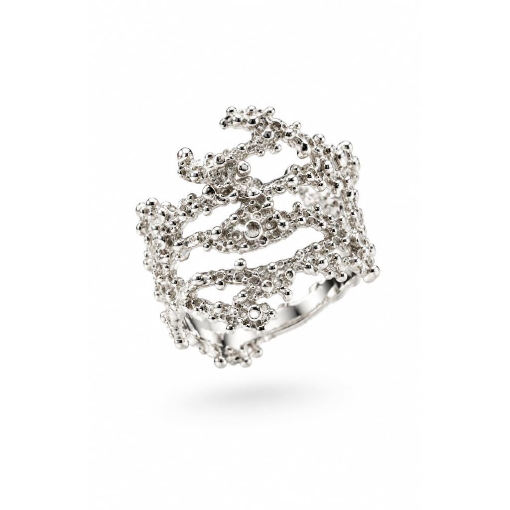 Sterling Silver Coral Branch Ring (4g)