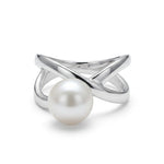 Sterling Silver Crossover Pearl Ring – view 3