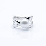 Sterling Silver Crossover Pearl Ring – view 4