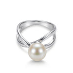 Sterling Silver Crossover Pearl Ring – view 5
