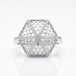 Sterling Silver CZ Hexagon Cage Ring (3.41g) - Size K – view 4