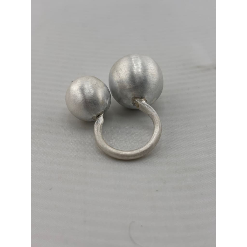 Sterling Silver Double Ball Ring (11.21g) – view 2