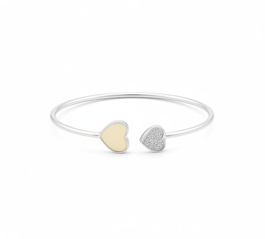 Sterling Silver Double Heart Women’s Bracelet (92.5% ) | 6g