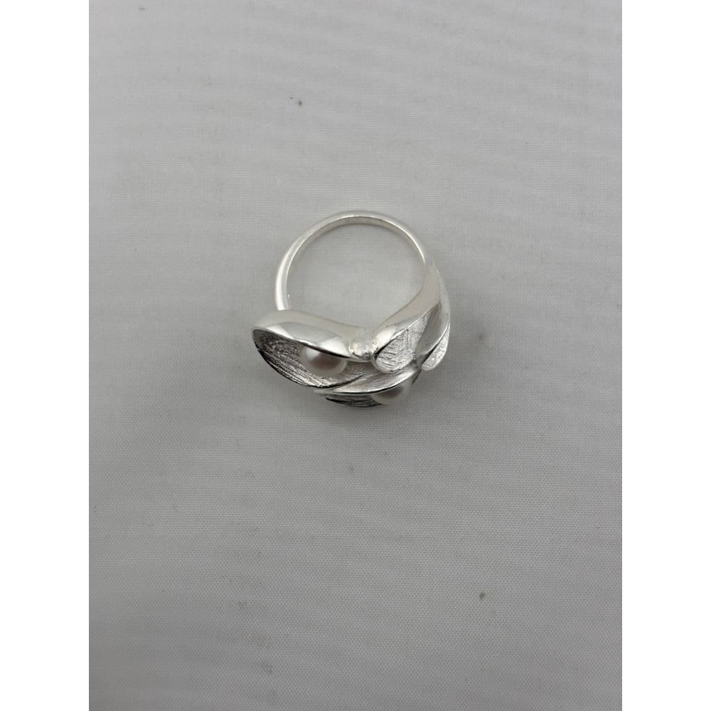 Sterling Silver Double Pearl Ring (10.1g) – view 3