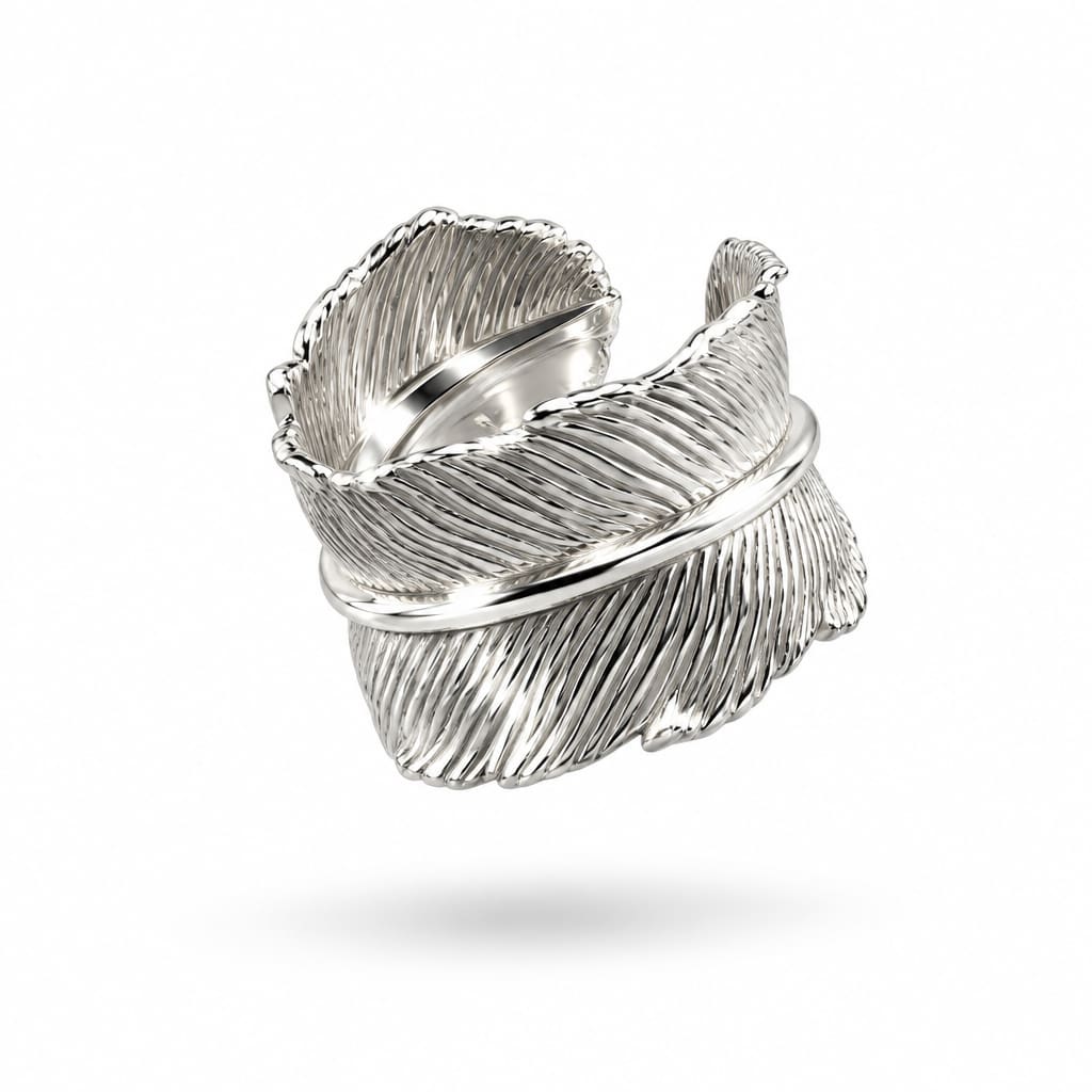 Sterling Silver Feather Wrap Ring (8.8g)