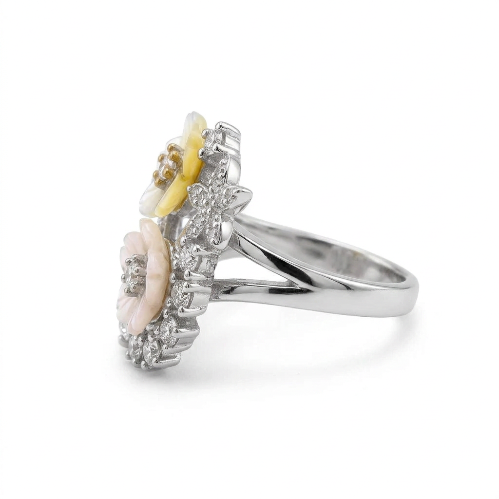 Sterling Silver Floral Cluster Ring (5.52g) - Size N – view 3