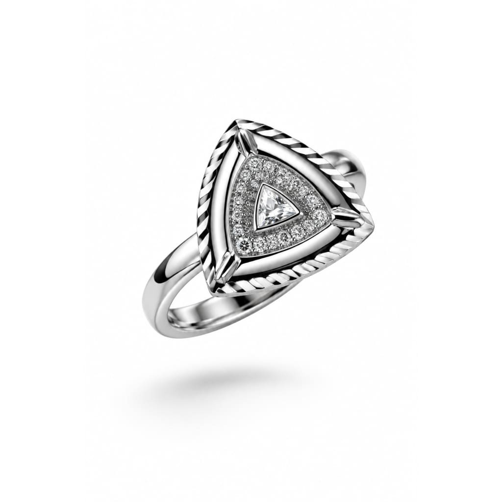 Sterling Silver Fluted Triangle Ring (2.34g) - Size O