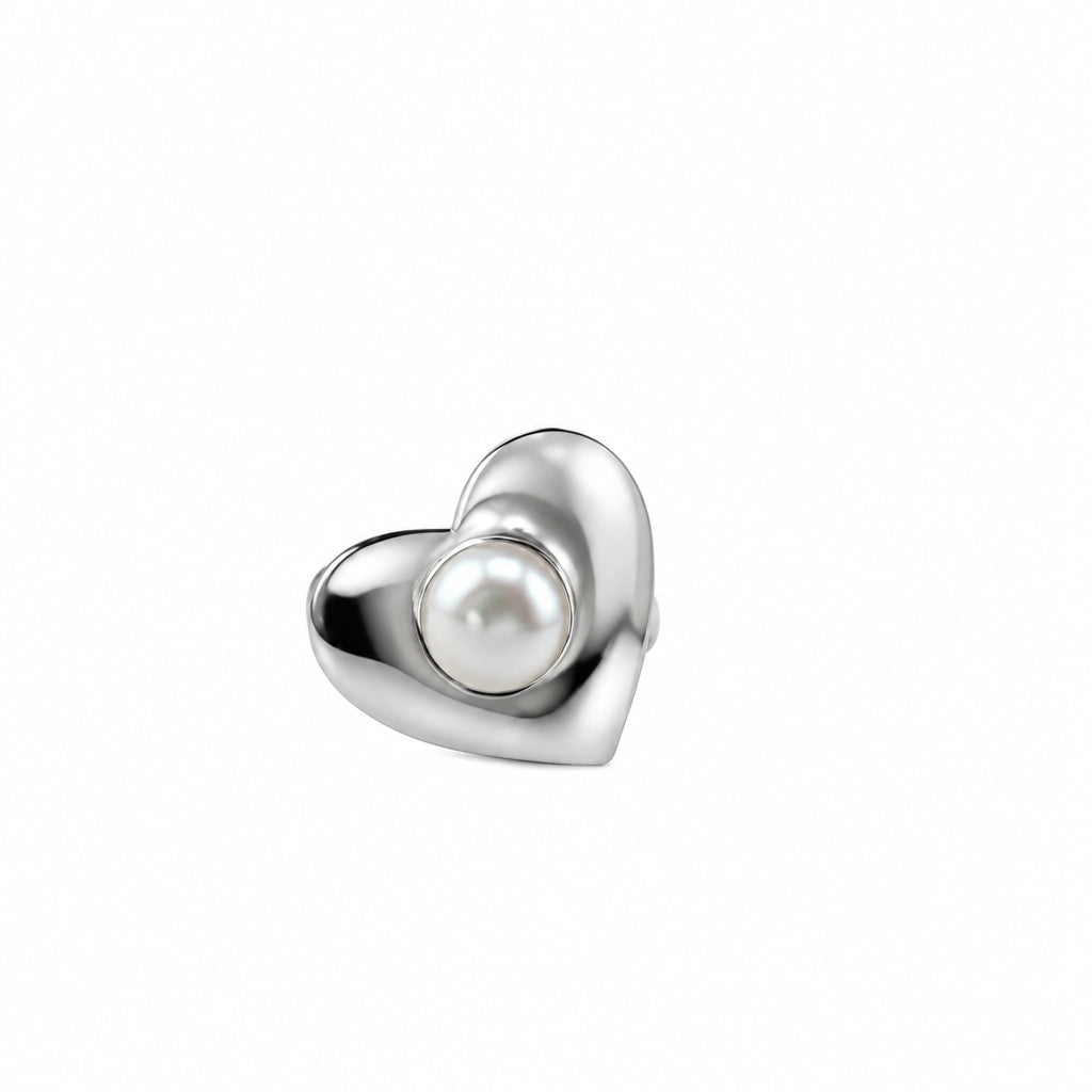 Sterling Silver Heart Pearl Ring – view 3