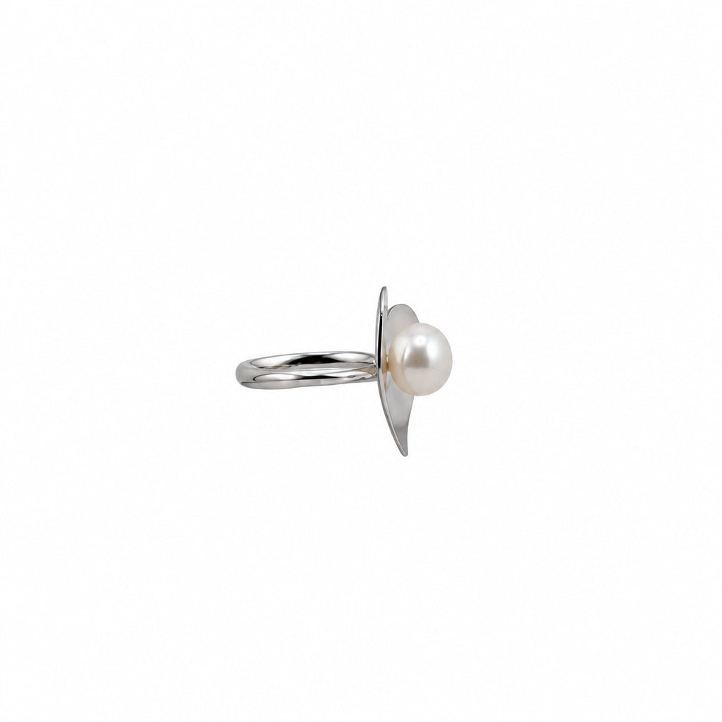 Sterling Silver Heart Pearl Ring – view 4