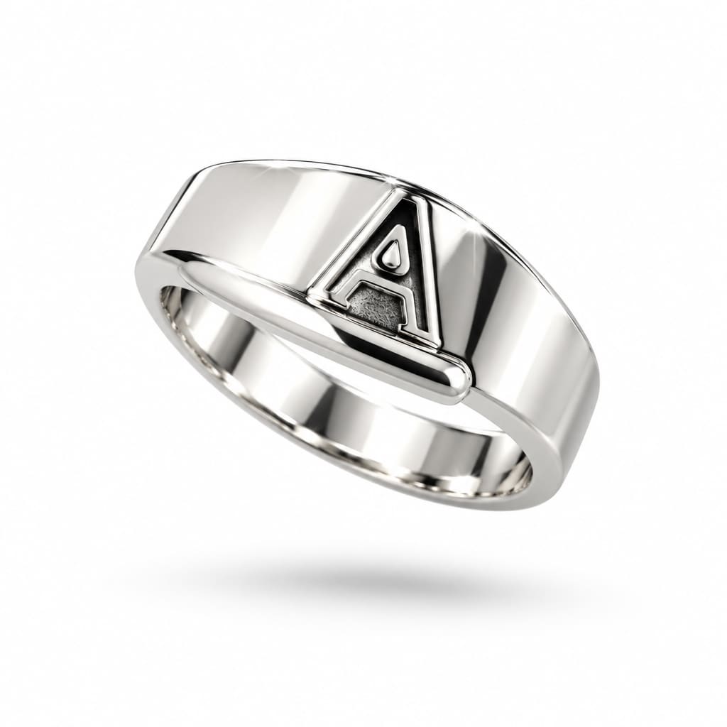 Sterling Silver Initial A Ring