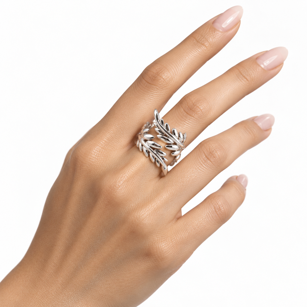 Sterling Silver Leaf Wrap Ring (5.61g) – view 2