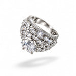 Sterling Silver Marquise Cluster Ring (8.64g) - Size O