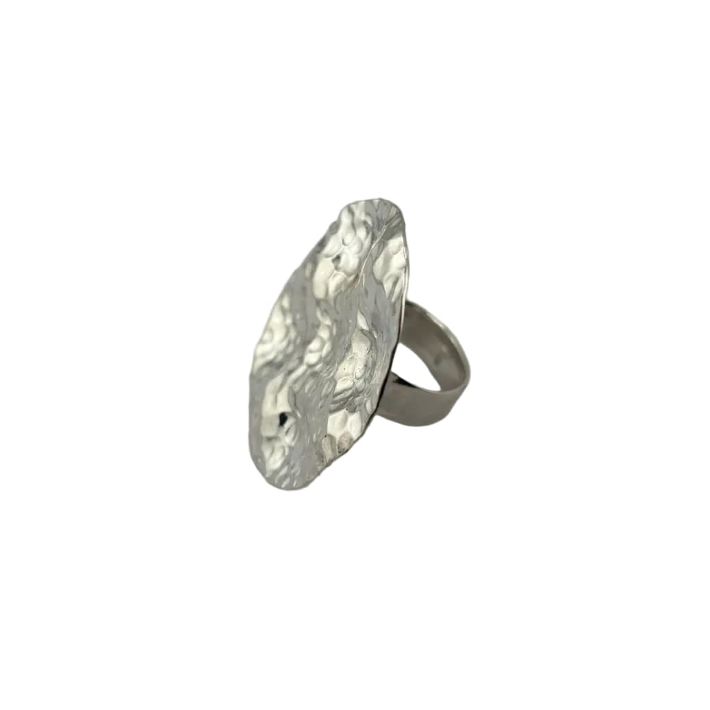 Sterling Silver Molten Textured Disc Ring – view 3